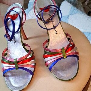 Elegant Multi-Color Strappy Heels by Emporio Armani
